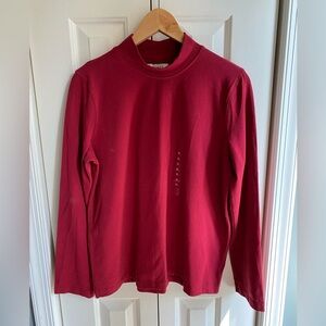 Jones Sport Womens Red Long Sleeve Knit Top Pull Over Mock Neck Size XL NWT